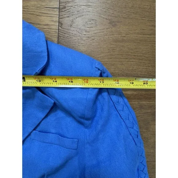 Jason Wu Blazer Cropped Shoulder Pads Linen Cobalt Blue Braided Sm Jacket - Picture 11 of 11